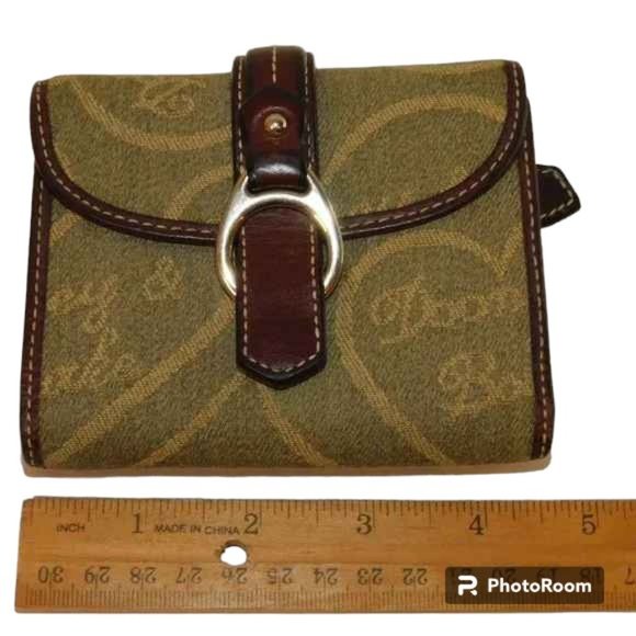 Rare Vintage Dooney & Bourke Signature Heart Canvas Leather Wallet Buckle - Picture 8 of 9